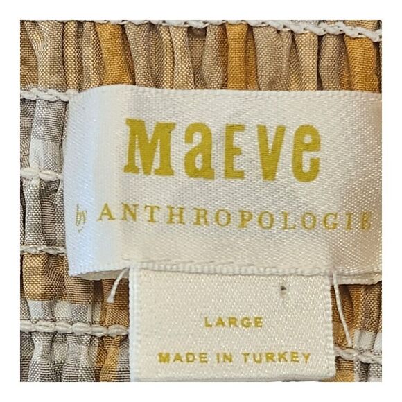 NWOT Anthropologie Maeve Plaid Square Neck Smocked Puff Sleeve Blouse Size Large - Picture 3 of 9